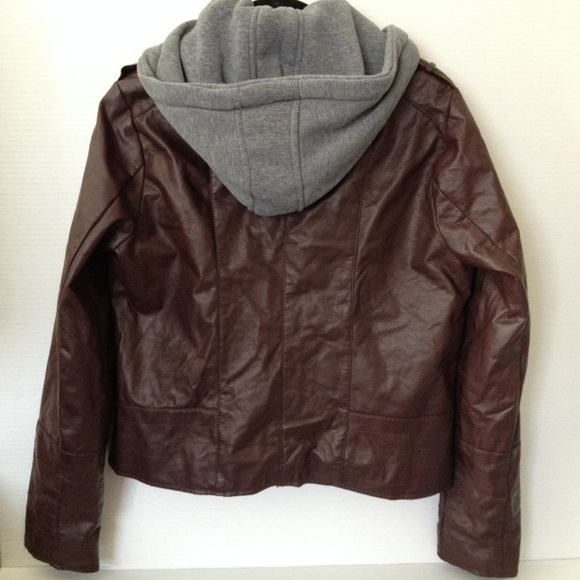 J-2 Hooded Faux-Leather Moto Jacket - M - Picture 2 of 7